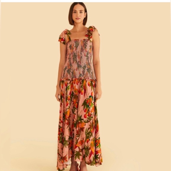 🌸🌴 FARM Rio Pink Mango Trees Dress NWT - Picture 3 of 9